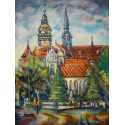 Farebná krajina - Mgr.Gabriela Žolnová,,originálny,ručne maľovaný obraz