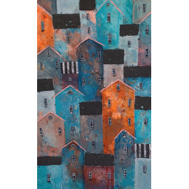 Painting - Acrylic on canvas - Turquoise rain - Silvia Sochuláková