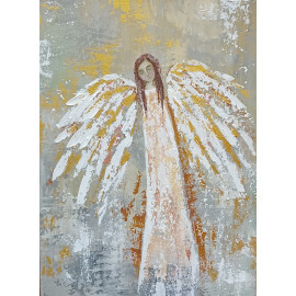 Anjel 2, Silvia Sochuláková,originálny,ručne maľovaný obraz.