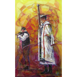 Pieseň pre fujaru- Mgr. art. Ľubomír Korenko, originálny, ručne maľovaný obraz