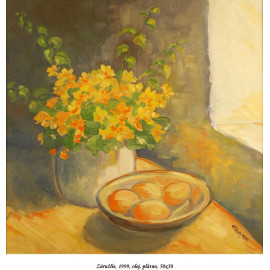Záružlie -jarná kytica- Marta Augustínska,originálny,ručne maľovaný obraz