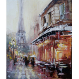 Daždivý večer v Paríži - Akad. mal. Igor Navrotskyi,originálny,ručne maľovaný obraz
