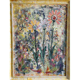 Pastelové kvety - Katarína Haraksimová, originálny, ručne maľovany obraz