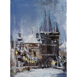 Praha v zime- Akad. mal. Igor Navrotskyi,originálny,ručne maľovaný obraz
