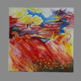 Farebná krajina - Mgr.Gabriela Žolnová,,originálny,ručne maľovaný obraz