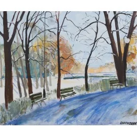 Painting - Acrylic - Winter in the park - Ing. arch. Eva Lorenzová