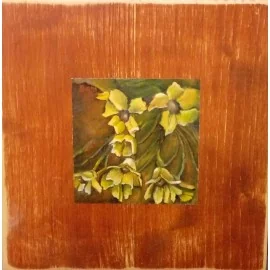 Painting - Oil painting on wood - Flowers on wood - Mgr. Irena Brestovanská
