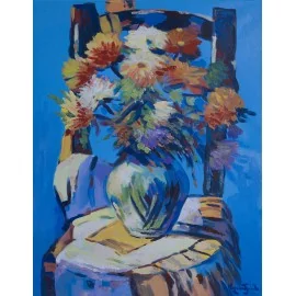 Akad. Mal. Varuzhan Aghamyan - Chryzantémy v modrom