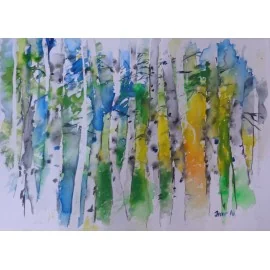 Painting - Acrylic - Birches - Ivónia Neveziová