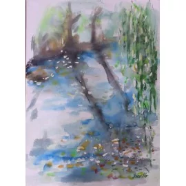 Pri jazere - Ivónia Neveziová,originálny,ručne maľovaný obraz