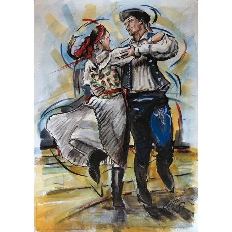 Obraz - Akvarel - Tanec je radosť - Mgr. Art. Ľubomír Korenko