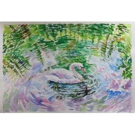 Painting - Watercolor - Swan - Mgr. Viliam Švirk