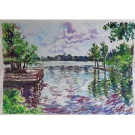 Painting - Watercolor - Lake Počúvadlo - Mgr. Viliam Švirk