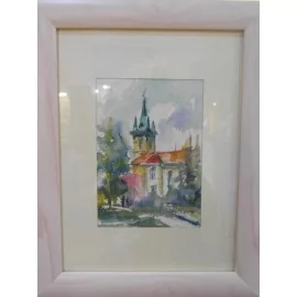 Obraz - Akvarel - Kostol sv.Mikuláša - Mária Lenárdová