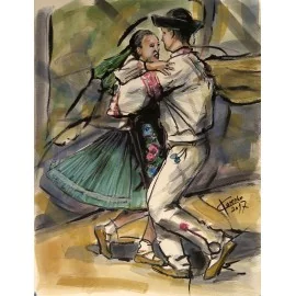 Obraz - Akvarel - Vo víre tanca - Mgr. Art. Ľubomír Korenko