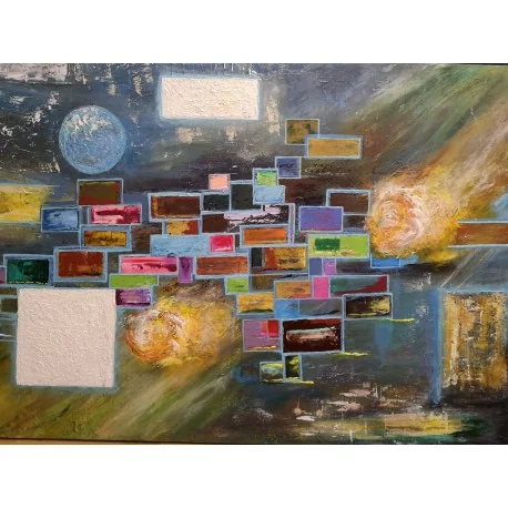 Obraz - Abstraktná maľba - Okná do vesmíru III-Bc. Helena Vožňáková