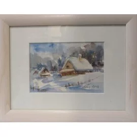 Obraz - Akvarel - Zimná krajinka - Mária Lenárdová