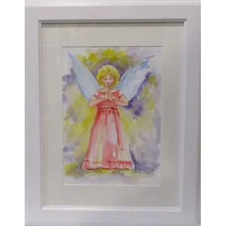 Obraz - Akvarel - Modliaci sa anjelik - Mária Lenárdová