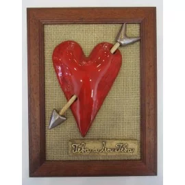 Keramika-Srdce v drevenom ráme -Mihoková