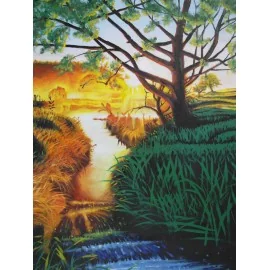Painting - Oil on canvas - Morning over the stream - Adam Miroslav