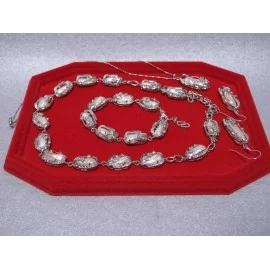 Perla-broskyňová-biwa-náhrdelník, náhrdelník na retiazke, náramok a náušnice