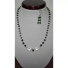 Smaragd-horský krištáľ+Ag925 - náhrdelník,náušnice