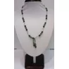 náhrdelník, náušnice - malachyt, sklo, Ag 925