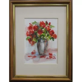 Obraz - Akvarel- Červené ruže- Mária Lenárdová