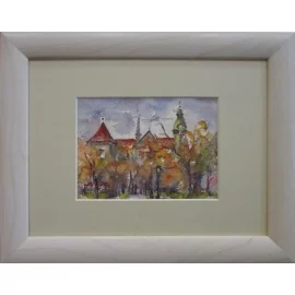 Obraz - Akvarel- Košice v jeseni- Mária Lenárdová