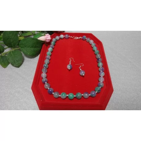 Kunzit-multicolor-náhrdelník a náušnice